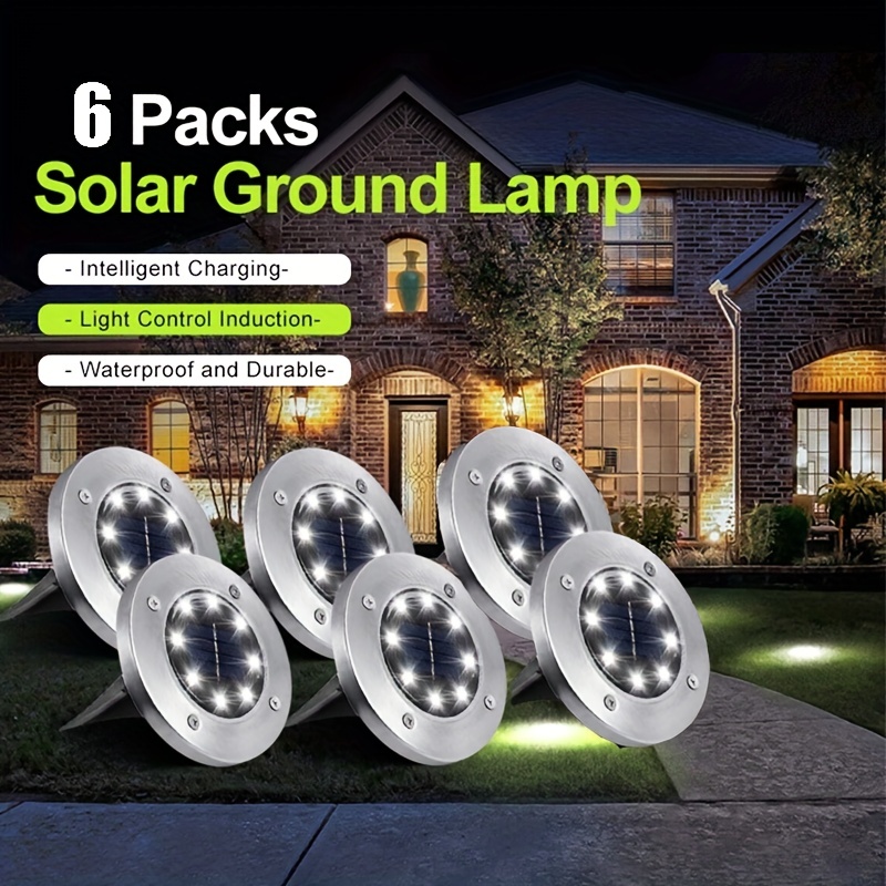 Luces solares para exteriores, impermeables, paquete de 6 luces LED de  paisaje, luces solares para caminos