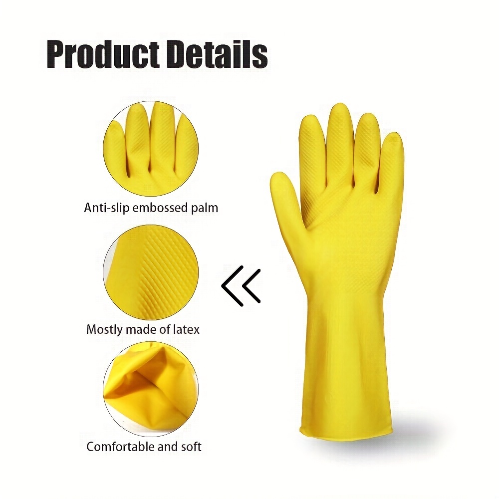 Guantes reutilizables para el hogar, guantes de goma para lavar platos,  grosor extra, mangas largas, limpieza de cocina, trabajo, pintura (talla M,  amarillo, )