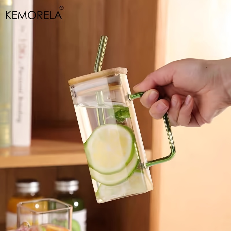 Glass Tumbler with Straw 13.5oz, Cute Glass Water Bottle Glass Cup with  Straw