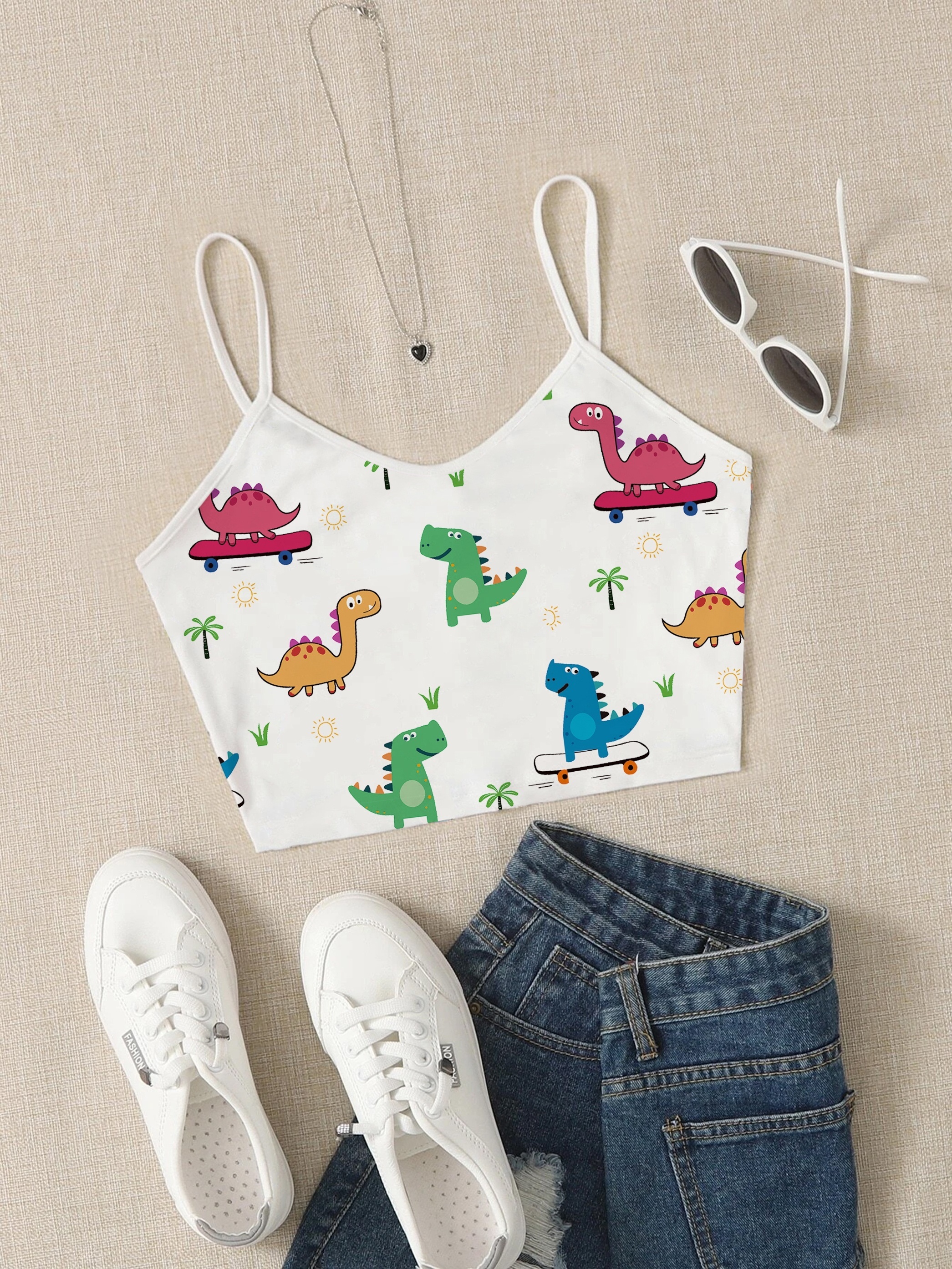 Dinosaur shop crop hoodie