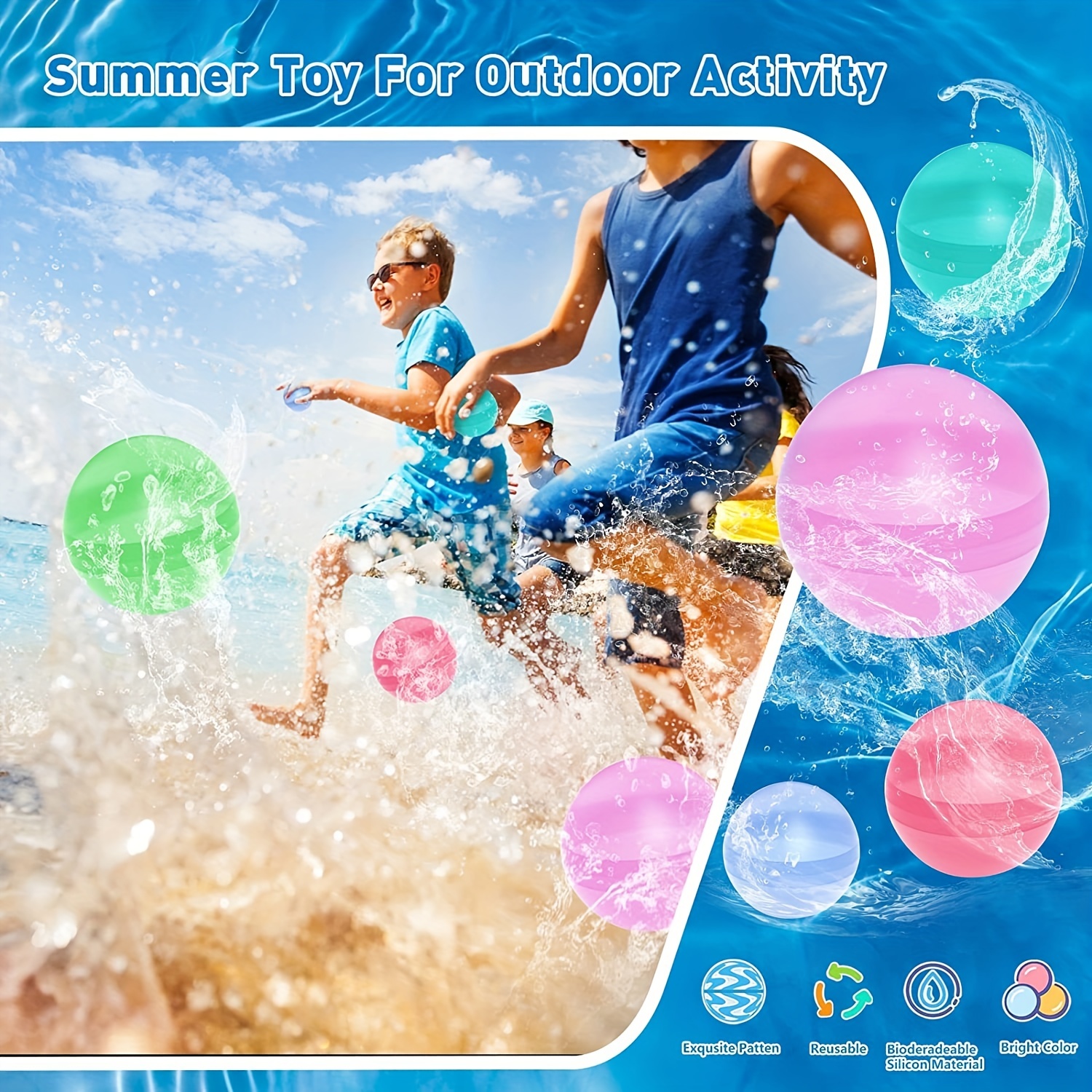 Soppycid 16 Pcs Ballons d’eau Réutilisable Remplissage rapide - Boules  d’eau en silicone auto-scellantes pour les enfants avec sac en filet,  jouets