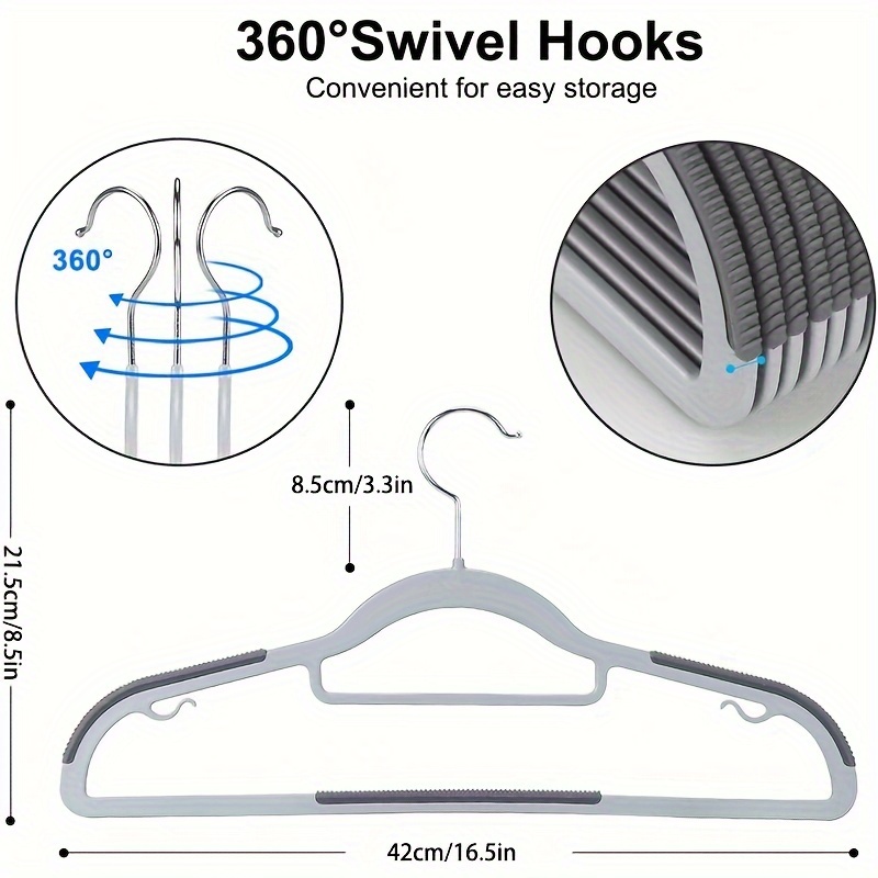 SONGMICS Pack of 50 Coat Hangers, Heavy-Duty Plastic Hangers with Non-Slip  Design, Space-Saving Clothes Hangers, 16.5 Inches Wide, 360° Swivel Hook