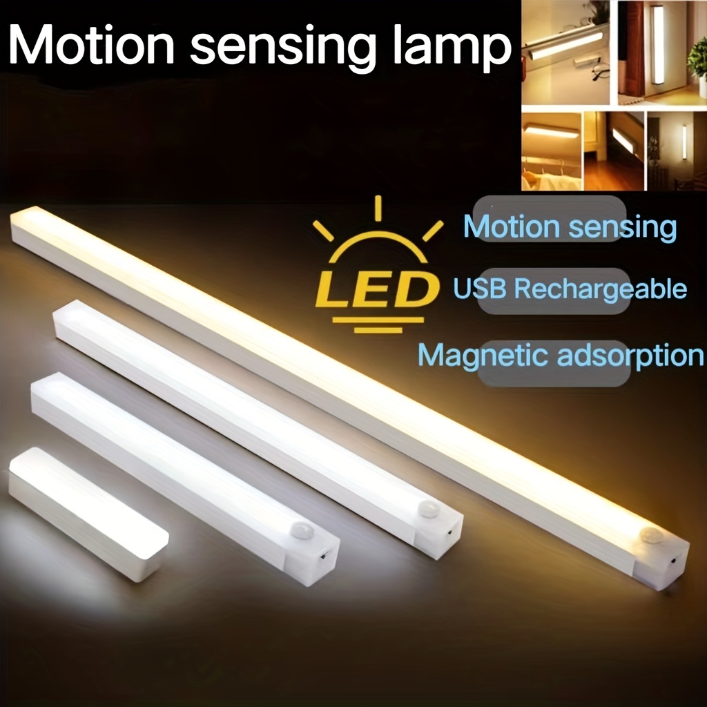 

1pc Under Cabinet Light, Wireless Motion Sensor Led Light Bar, Rechargeable Magnetic Night Light For Corridor Kitchen Cabinet Stairs Hallway Wardrobe Home Room Decor