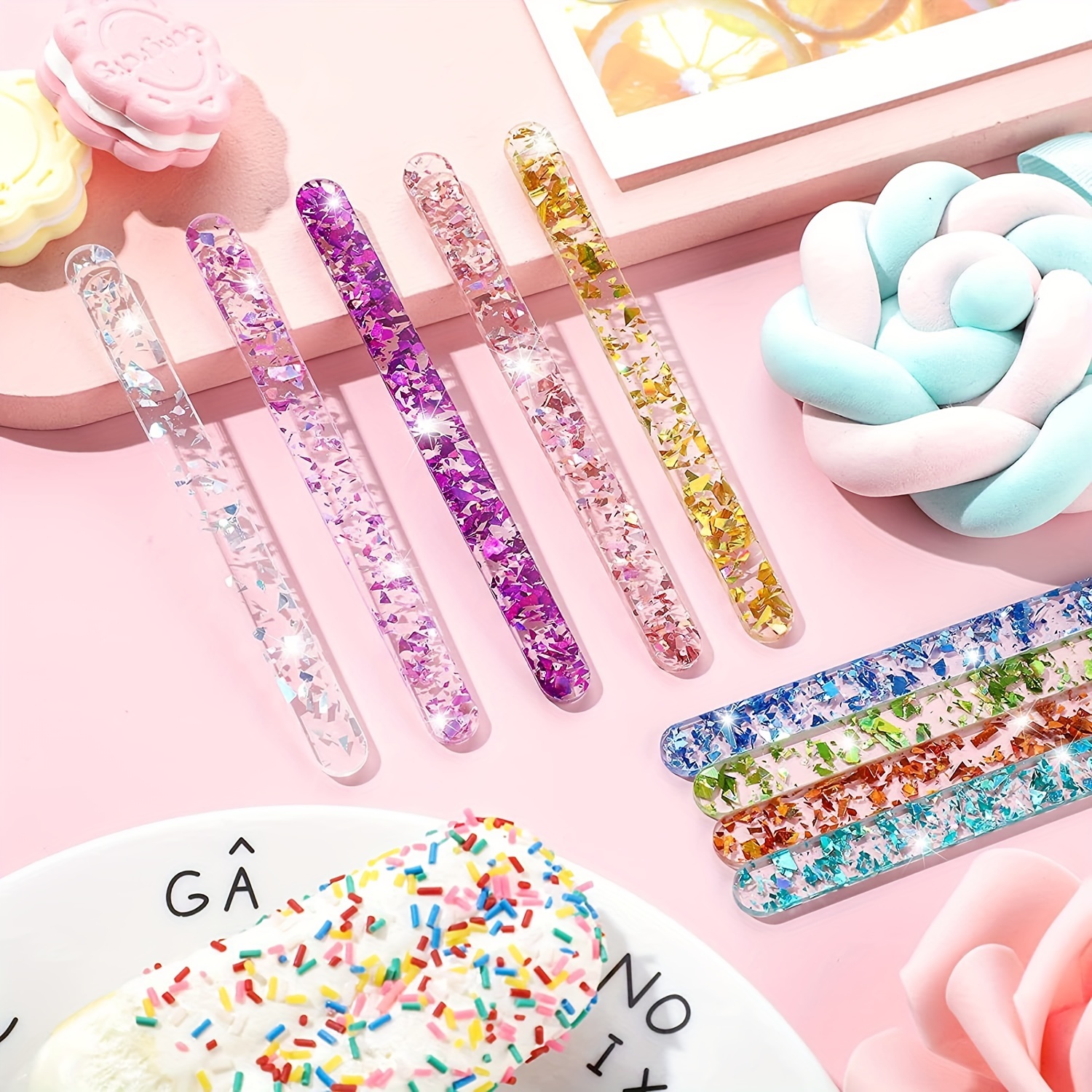 Colorful Acrylic Ice Cream Stick And Chocolate Lollipop - Temu