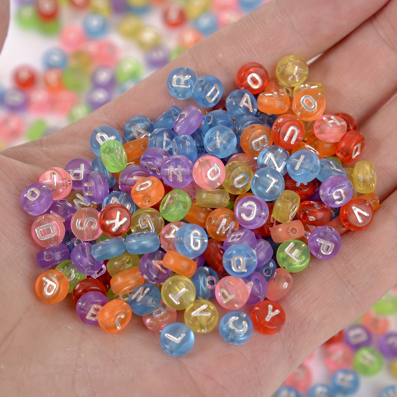 4X7MM Acrylic Round Beads Random Number Mixed Flat Letter Spacer  Accessories For DIY Handmade Jewelry Necklace