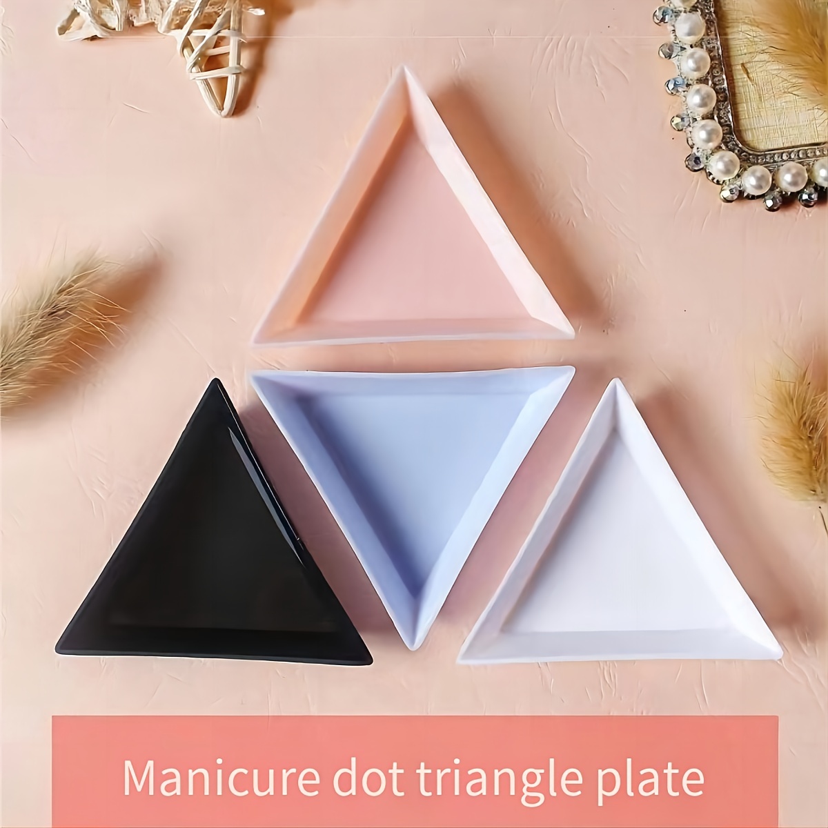 Colorful Plastic Triangle Nail Tray Rhinestone Storage Tray - Temu