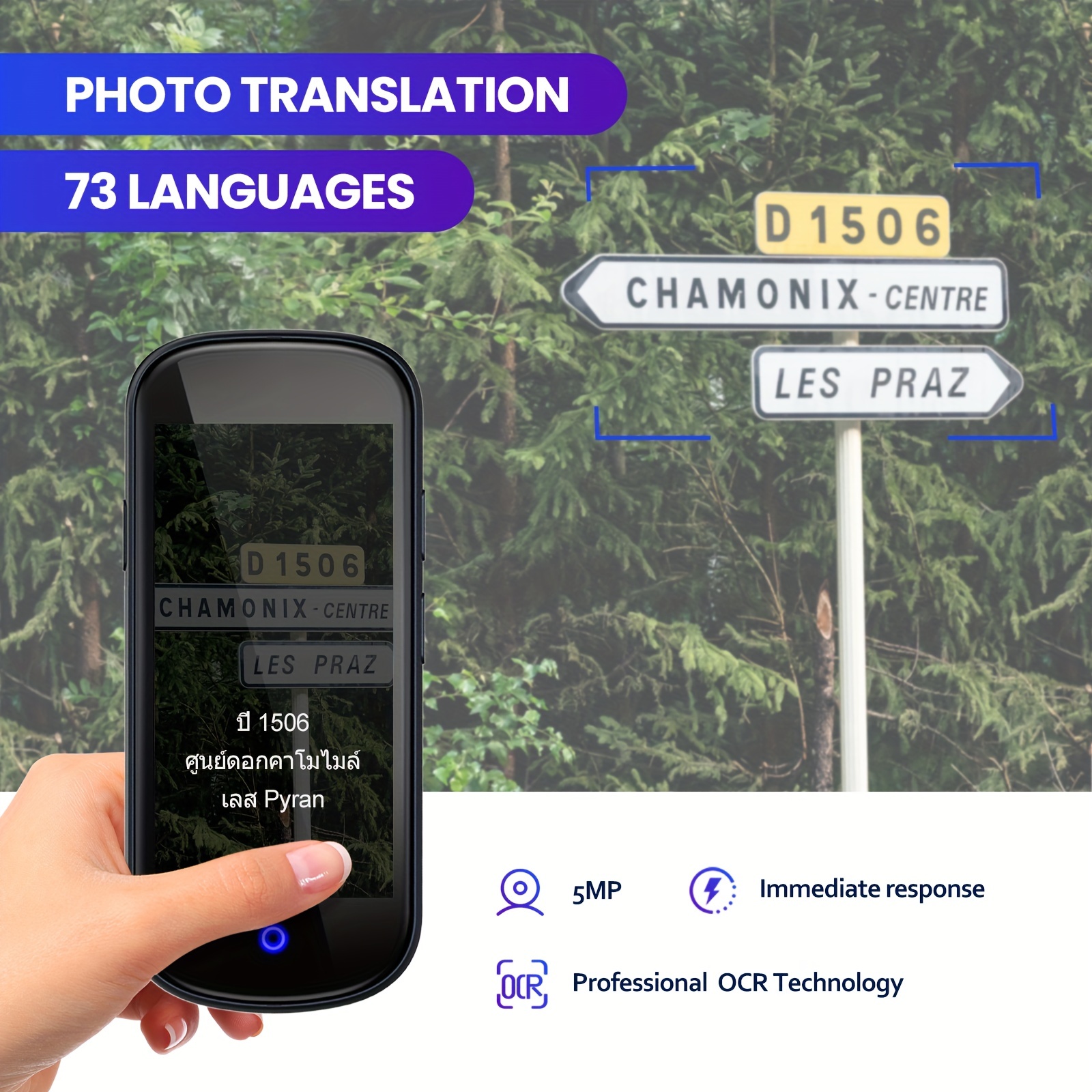 Dispositivo traductor de idiomas, traductor instantáneo portátil  bidireccional, traducción de fotos por voz en línea sin conexión,  compatible con 137