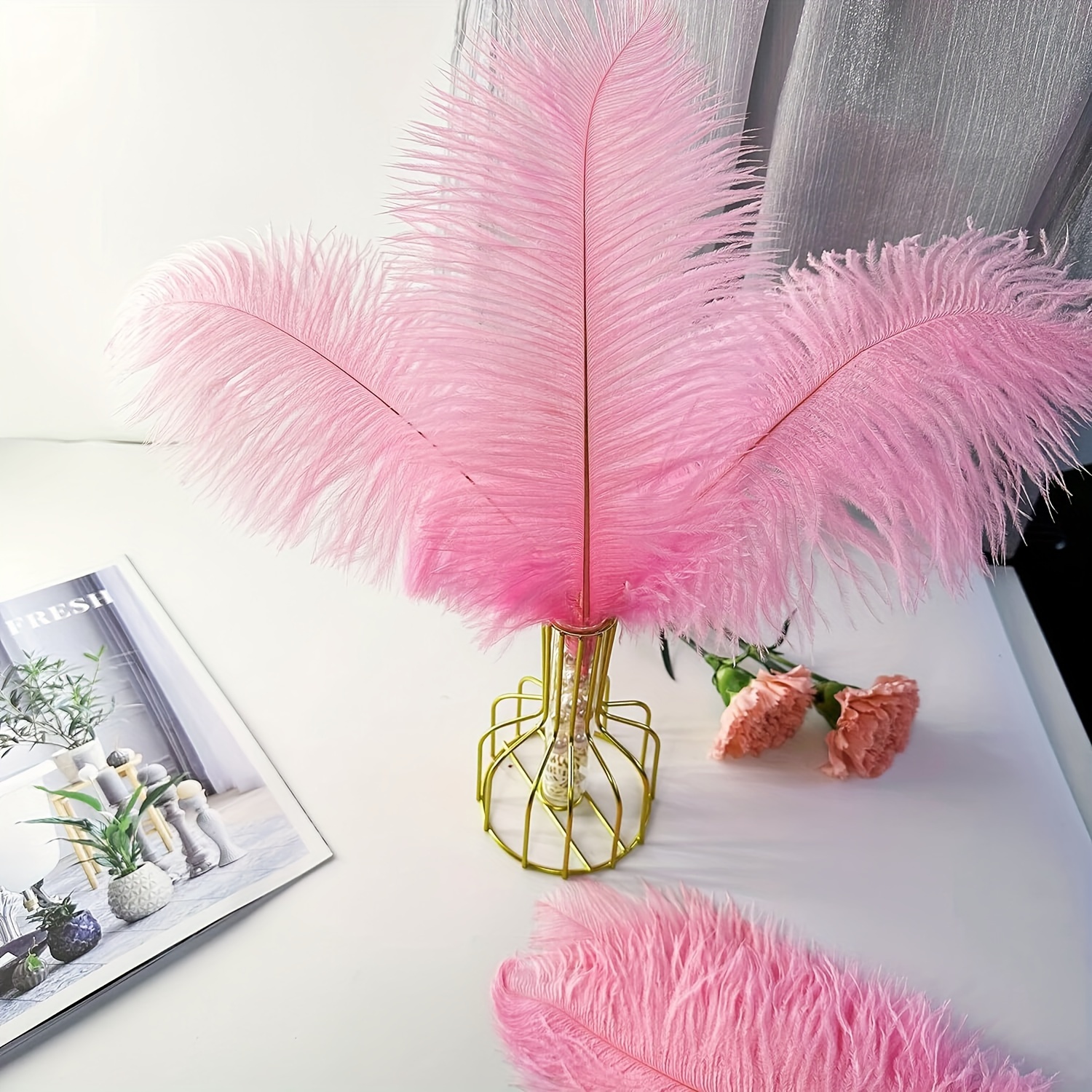 12-Pack Ostrich Feathers, Artificial Feather Plumes for Arts and
