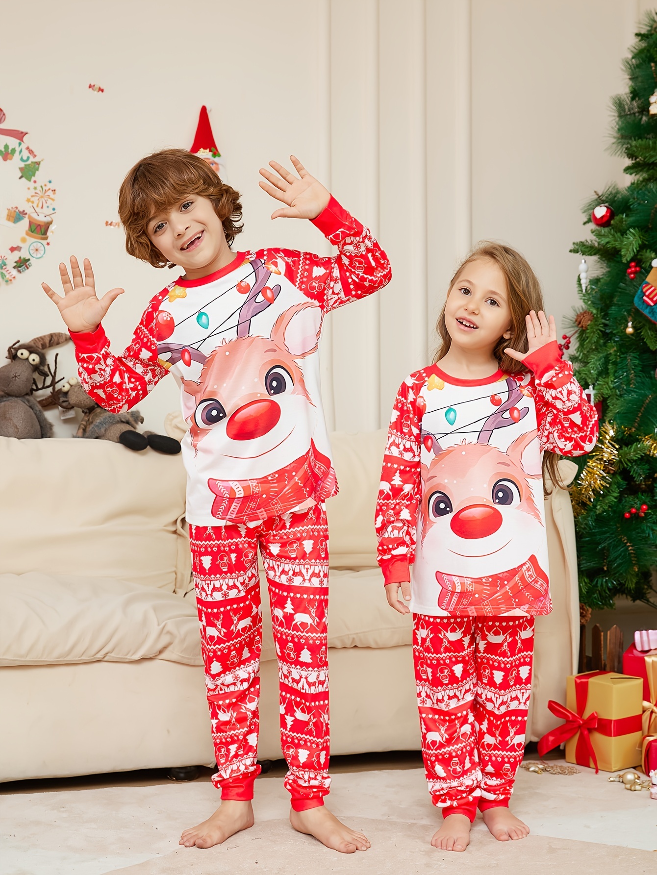 New Fashion Toddler Girls Pajama Set Christmas Cartoon Elk - Temu