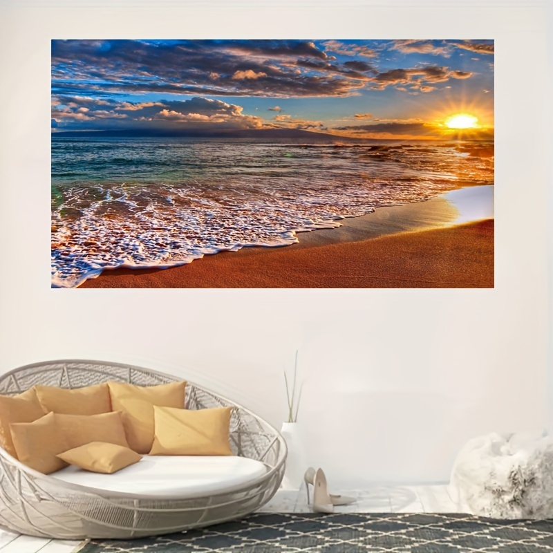 Acquista Moderna onda del mare spiaggia tramonto paesaggio tela pittura  natura paesaggio marino poster e stampe immagini di arte della parete  decorazioni per la casa senza cornice