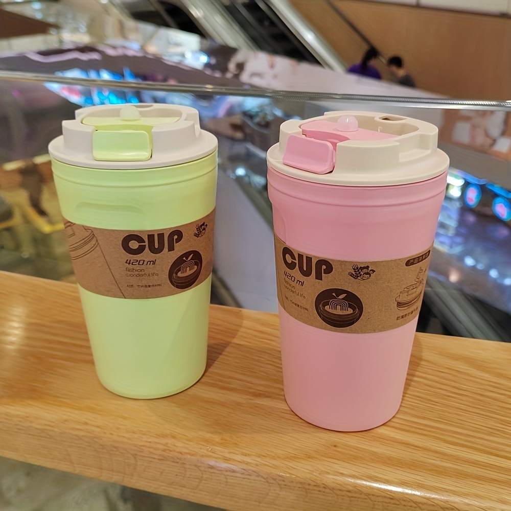 420ml Wheat Straw Water Cup Multi-functional Coffee Glue Plastic