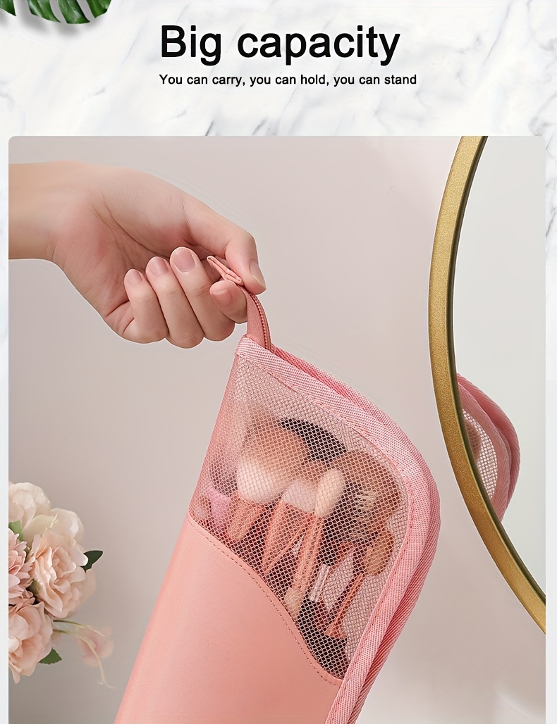 waterproof wash bag travel portable makeup brush storage bag compartment storage cosmetic bag visual transparent storage bag details 1