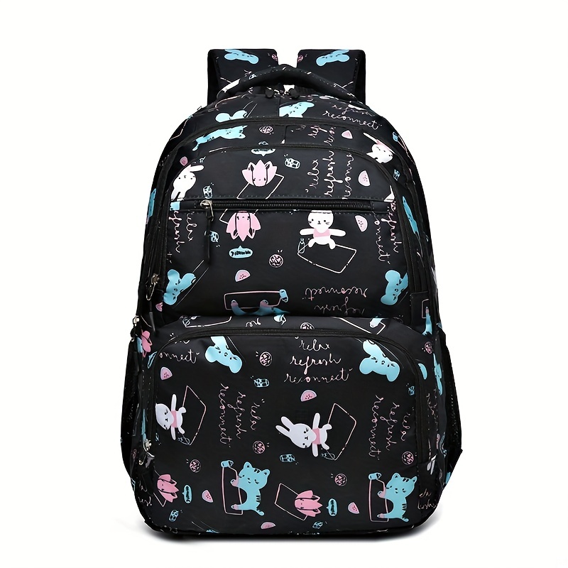 Children's Cartoon Rabbit Print Backpack Lightweight Waterproof