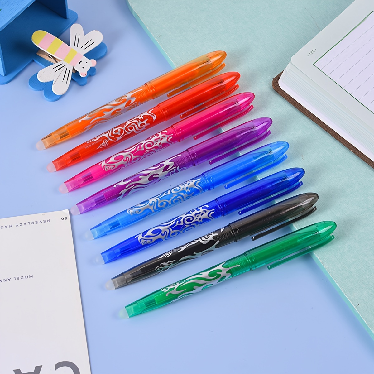 Bolígrafos de Gel borrables con purpurina, bolis de colores neutros  perfumados Kawaii de 0,5mm, con tinta azul, para oficina y escritura suave,  1/6 piezas - AliExpress
