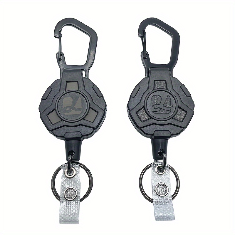 

1pc Black Polygon Stainless Steel Spring Outdoor Carabiner Easy Pull Buckle Wire Rope Telescopic Anti-lost Anti-theft Keychain
