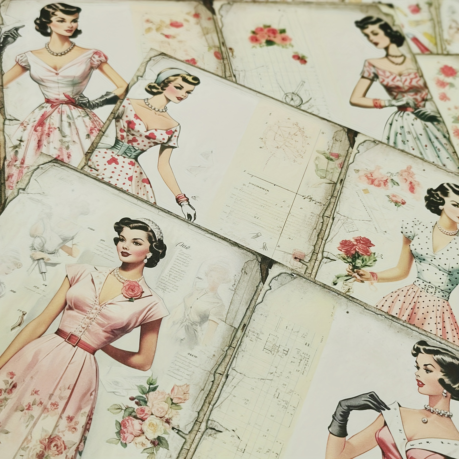 *20 Short-haired Ladies Showcase A Variety Of Styles Of Dresses, Describing  The Garbage Diary Magazine Cut-out Thin Journal A5 Size Handmade Paper