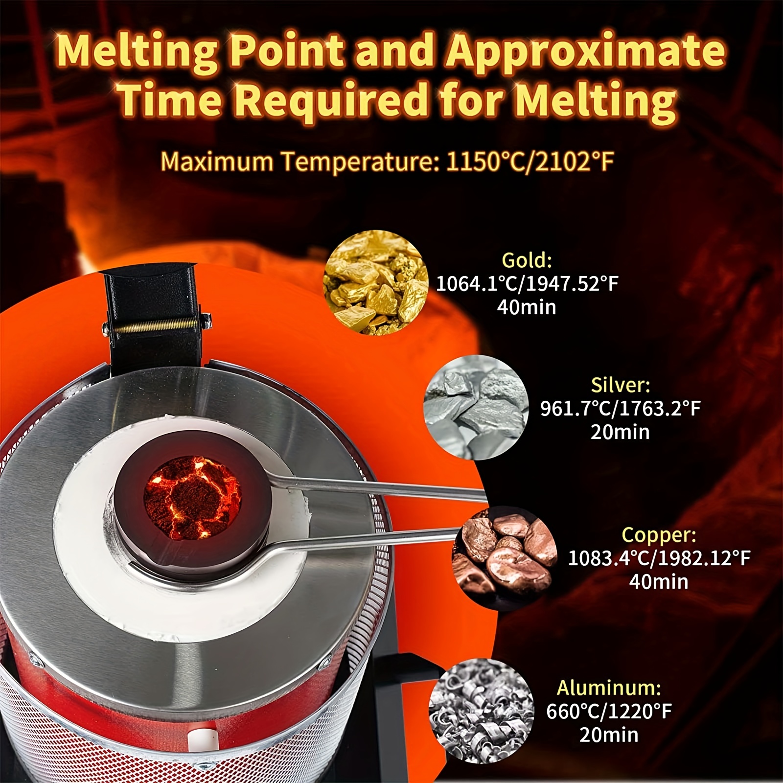 3KG Gold-Melting Furnace, 2100°F [Digital Electric][Smelting Kit][Fast  Melting] Melting Furnace For Melting Waste, Gold, Silver, Copper, Aluminum  Blac