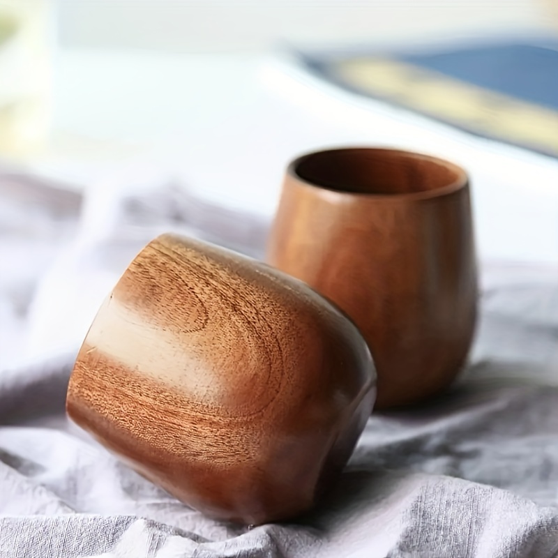 

2pcs, Wooden Cup, Jujube Wood Anti-scalding Wooden Cup, The Wood Texture Is Clear And Beautiful, Teaware