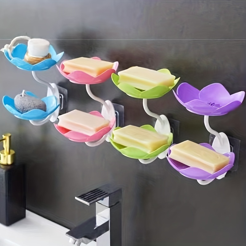 1pc Cute Butterfly Shaped Soap Box With Sponge And Wall Mounted Double  Layer Soap Holder With Drainage And Sponge, No Drilling Soap Dish