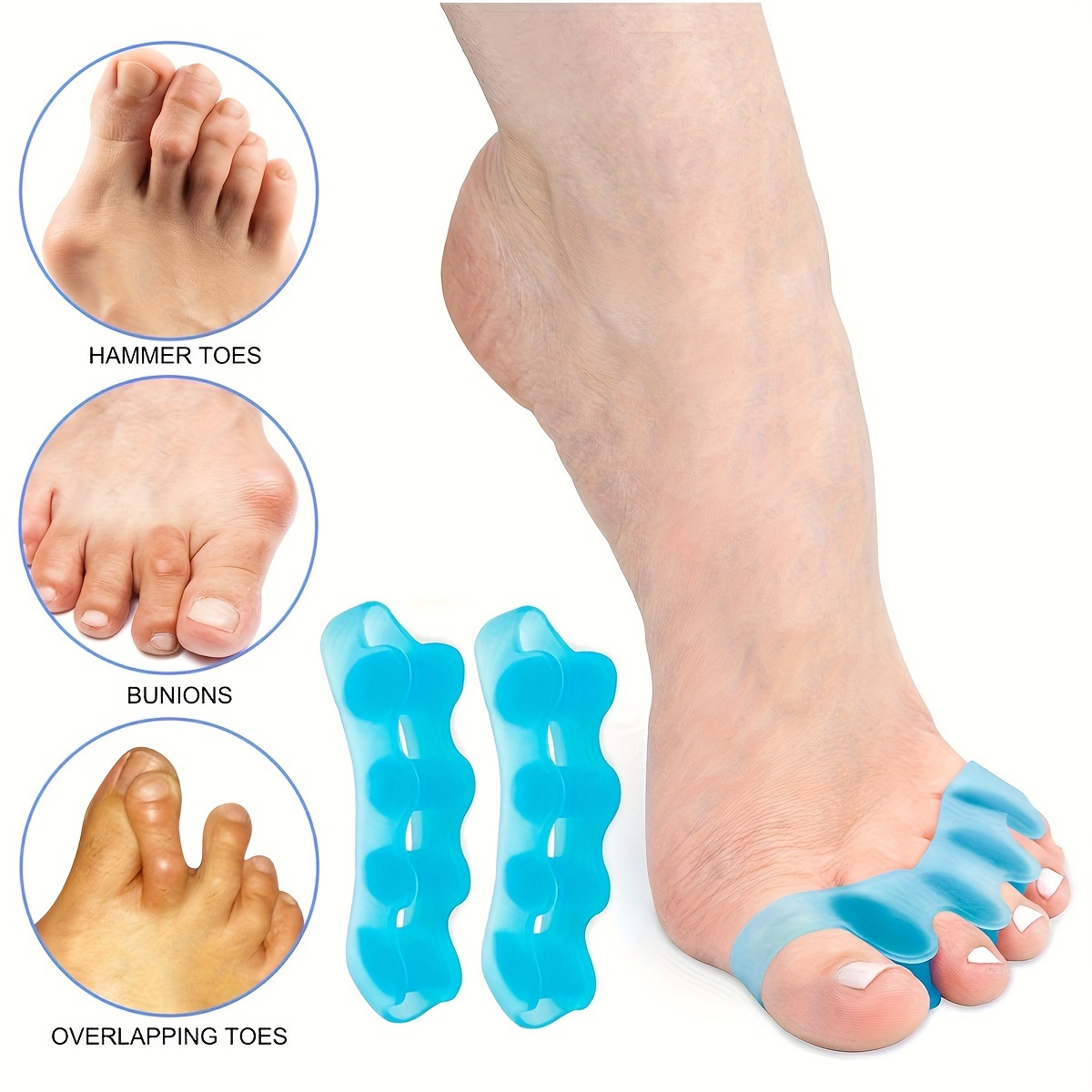 Protectores de dedos de los pies, 4 pares de fundas elásticas de silicona  transpirable para los dedos de los pies, para mujeres y hombres encarnados