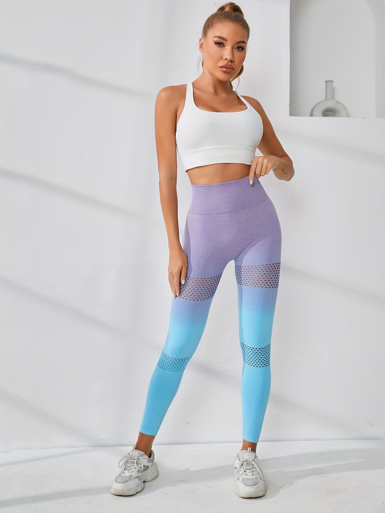 Multicolor High Waisted Hollow Out Details Quick Drying Yoga - Temu Canada