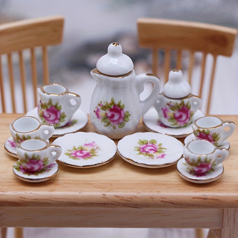 1:12 Scale Miniature Porcelain Tea Cup Model Set Tableware Kitchen  Dollhouse Teapot Accessories DIY Toys - AliExpress
