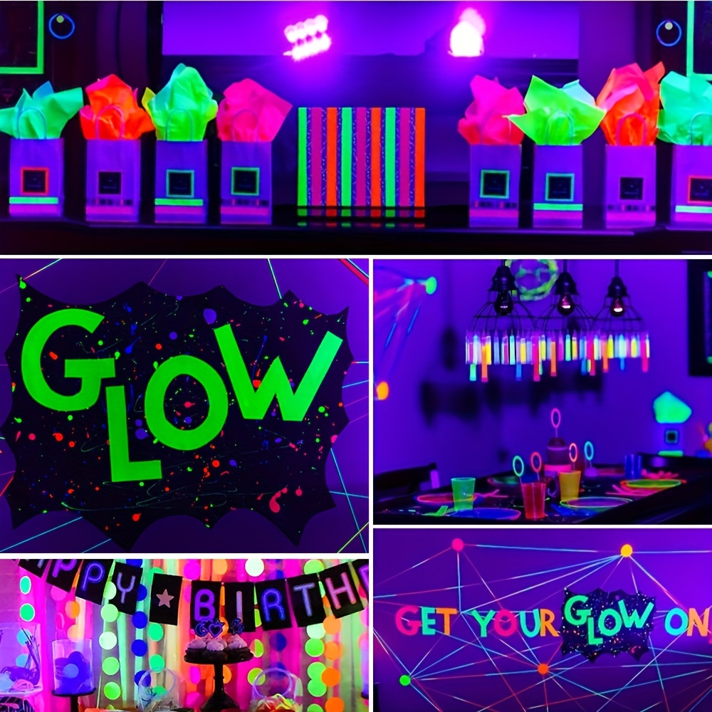 6 Pcs UV Blacklight Reactive Neon Gaffer Cloth Tape 6 Colors 0.59inch 16ft