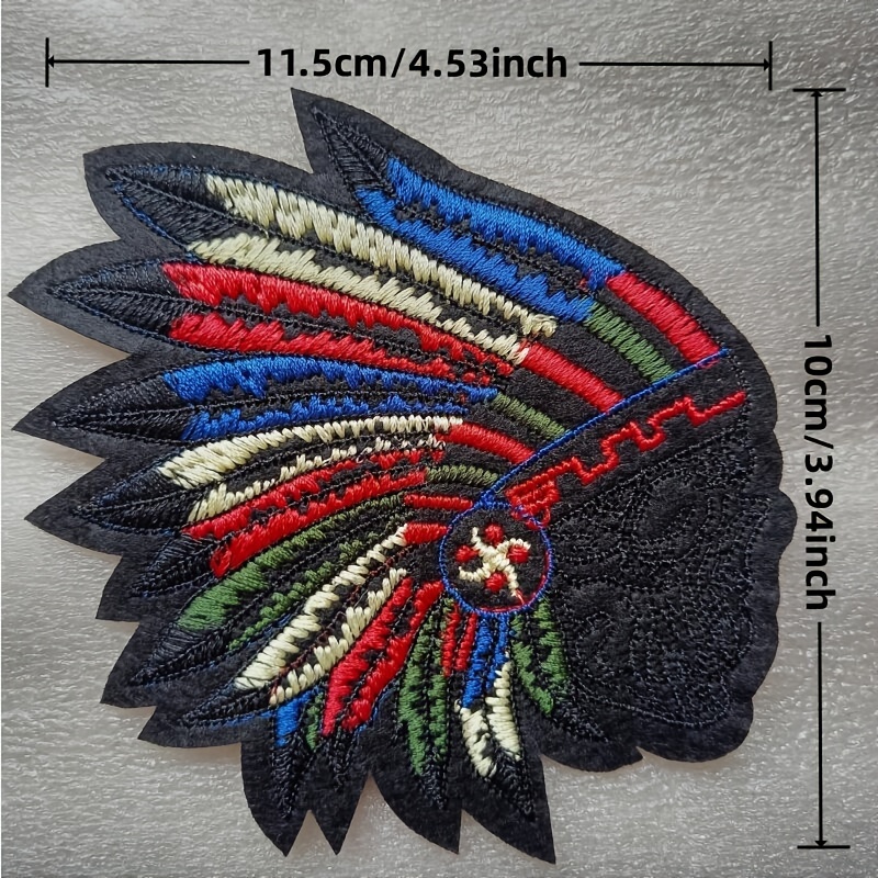 Embroidery Patch Indians Big Small Red White Black Two Sizes - Temu