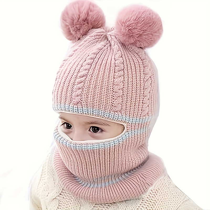 Nœud Bébé Hiver Bonnet Fille Rose Chapeau Enfant Tricoté Chapeaux  Oreillette 0 à 6 Ans