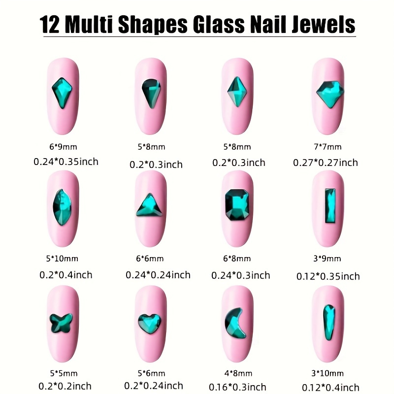  Nail Diamonds CXUEMH 450 Pcs Multi Shapes 3D Nail