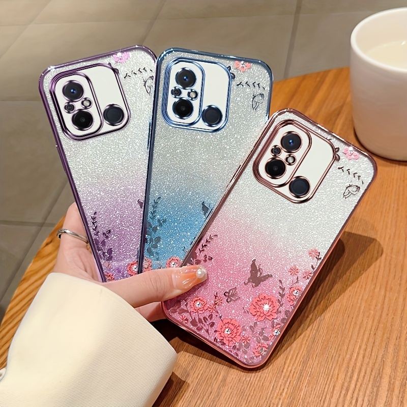Compatible with Redmi Note 12s Case with Plating Creative Astronaut Cartoon  Holder Pink, Xiaomi Redmi Note 12s Phone Case Silicone Shockproof Stand