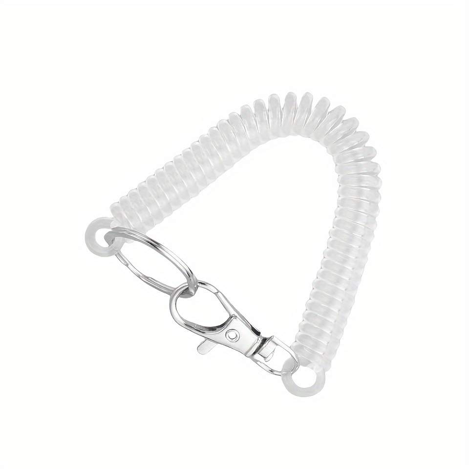 Uxcell Retractable Coil Spring Keychain Clasp with Big Key Ring 380mm, 1  Pack Plastic Spiral Stretchy Cord, Clear 
