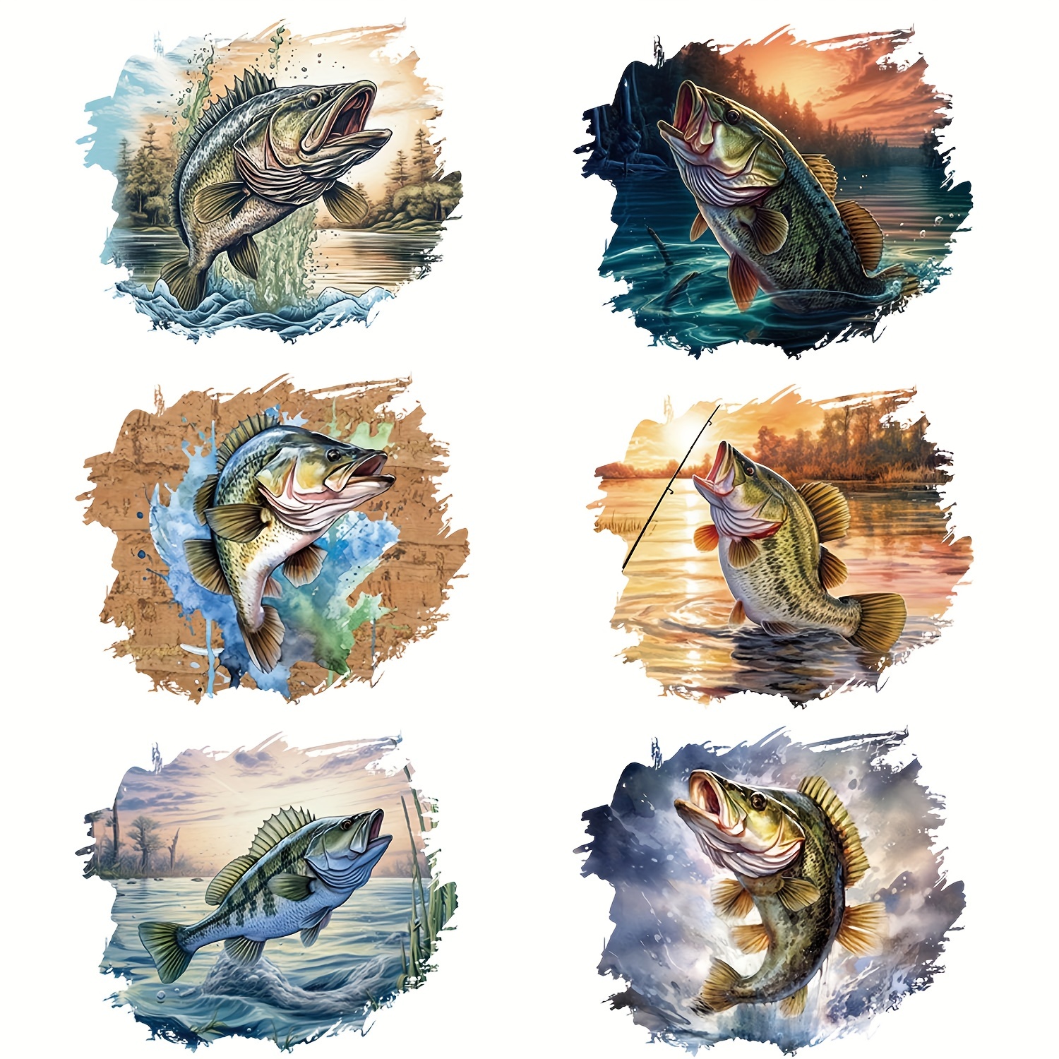 6pcs Newest Fishing Sublimation Designs Iron On Transfer Stickers For  T-shirts Jackets Jeans Hoodies Washable Iron On Patches Applique Sticker  For Clo
