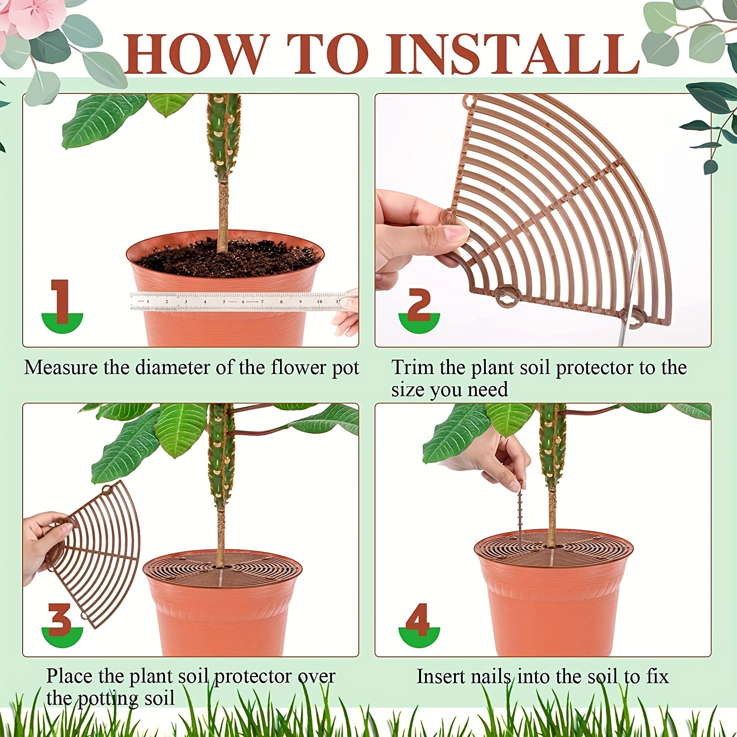 Plant Pot Hollow-out Soil Guard Cuttable Plant Pot Cover with Nails for  Home Garden Plants Use