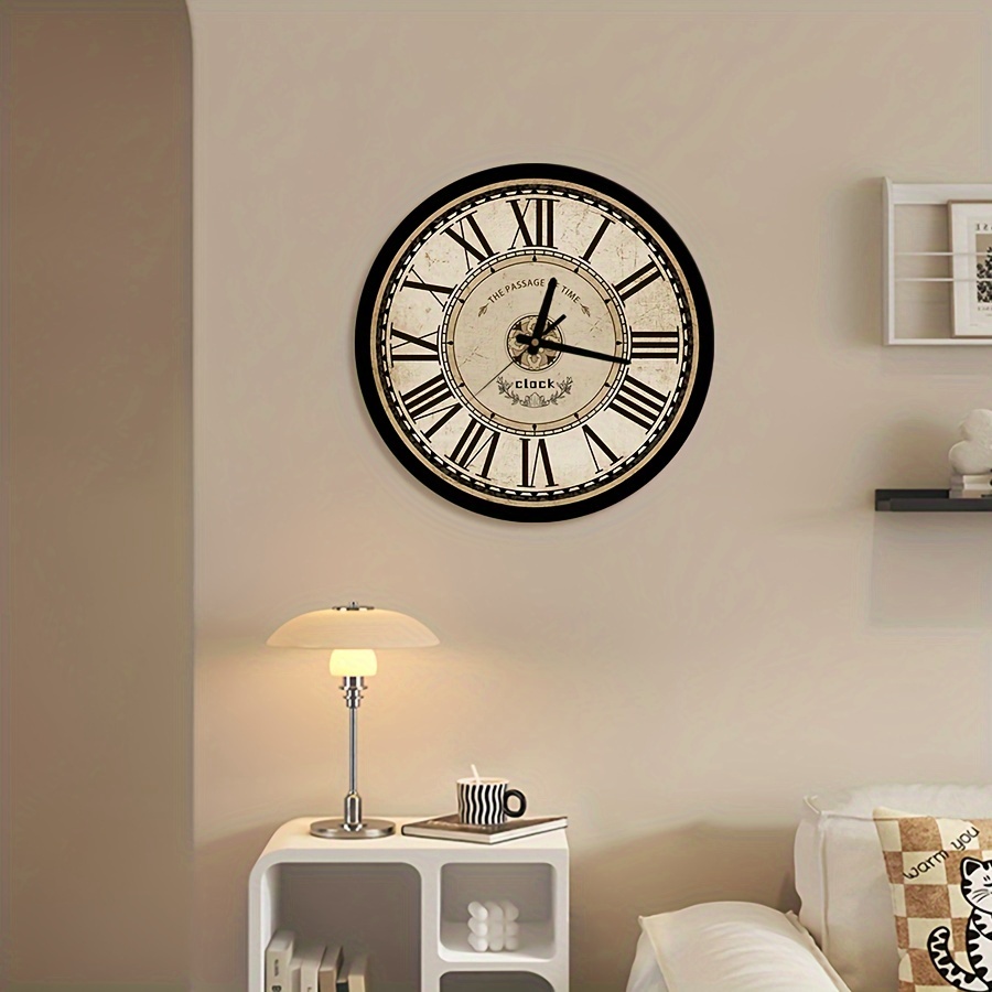1pc American Style Clock Nordic Wall Clock Silent Creative Fashion Hanging  Clock Retro Art Restaurant Clock Wall Mounted Flat Printing Crystal Ceramic  Craft For Home Room Living Room Office Decor - Home