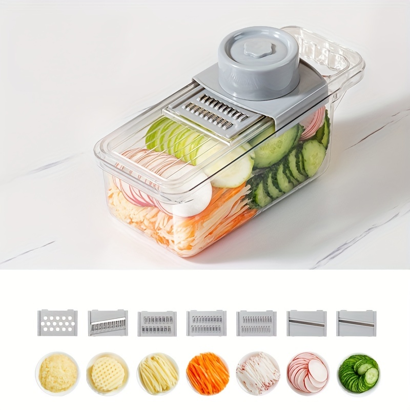 1 Set Vegetable Chopper Multifunctional Fruit Slicer Handle Food Grater Vegetable  Slicer Cutter With Container Onion Mincer Chopper With Multiple  Interchangeable Blades Household Potato Shredder Kitchen Gadgets Chrismas  Halloween Gifts - Home