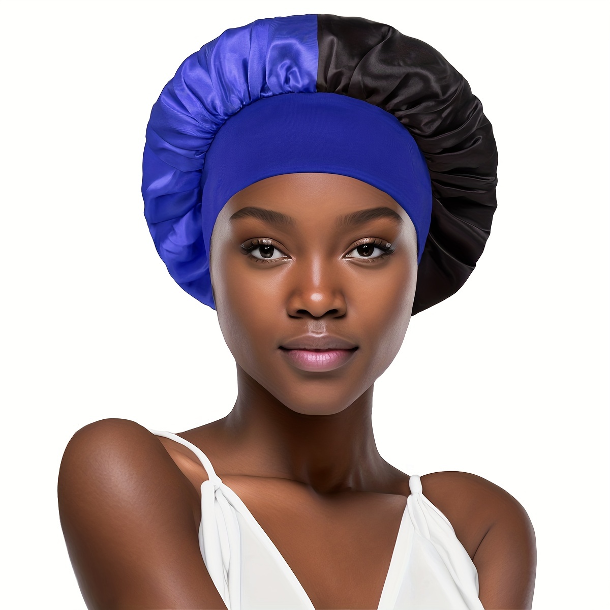 Two Tone Hair Bonnet Silky Satin Bonnet Hair Sleeping Satin Bonnets With Comfortable  Elastic Wide Band Satin Bonnets For Women Braids Curly Night 1pc Bathroom  Accessories, High-quality & Affordable