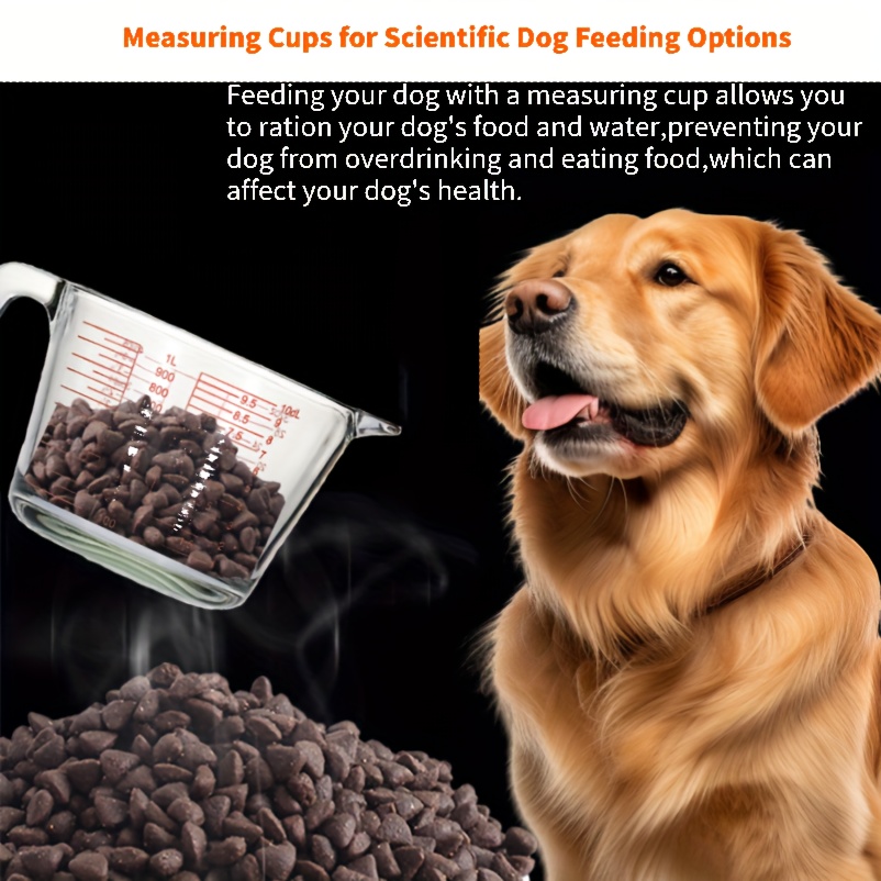 Glass Measuring Cup With Handle 1 Cup 2 Cup 4 Cup Dog Food Measuring Cup With Four Measurement Lines Ml dl oz cup Quantitative Feeding For Indo