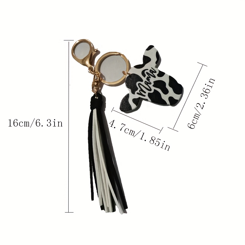 RHINESTONE COW SKULL KEYCHAIN WITH TASSEL