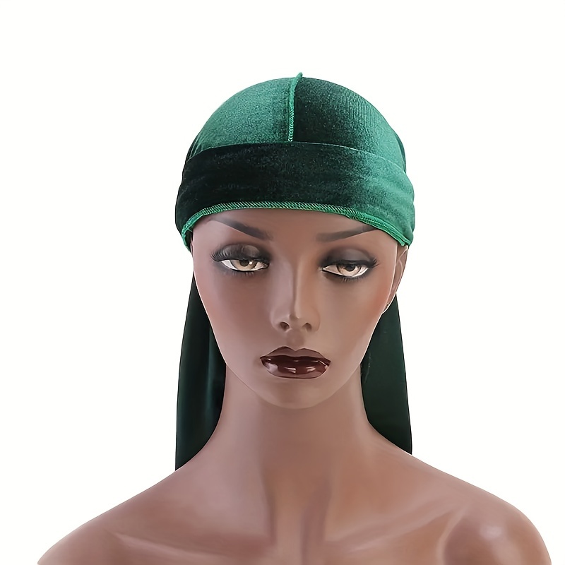 Vintage Velvet Durag Color Sólido Encaje Up Head Wraps Soft Bandana Turbante Elástico Cómodo Ciclismo Sombreros Para Mujeres Y Hombres