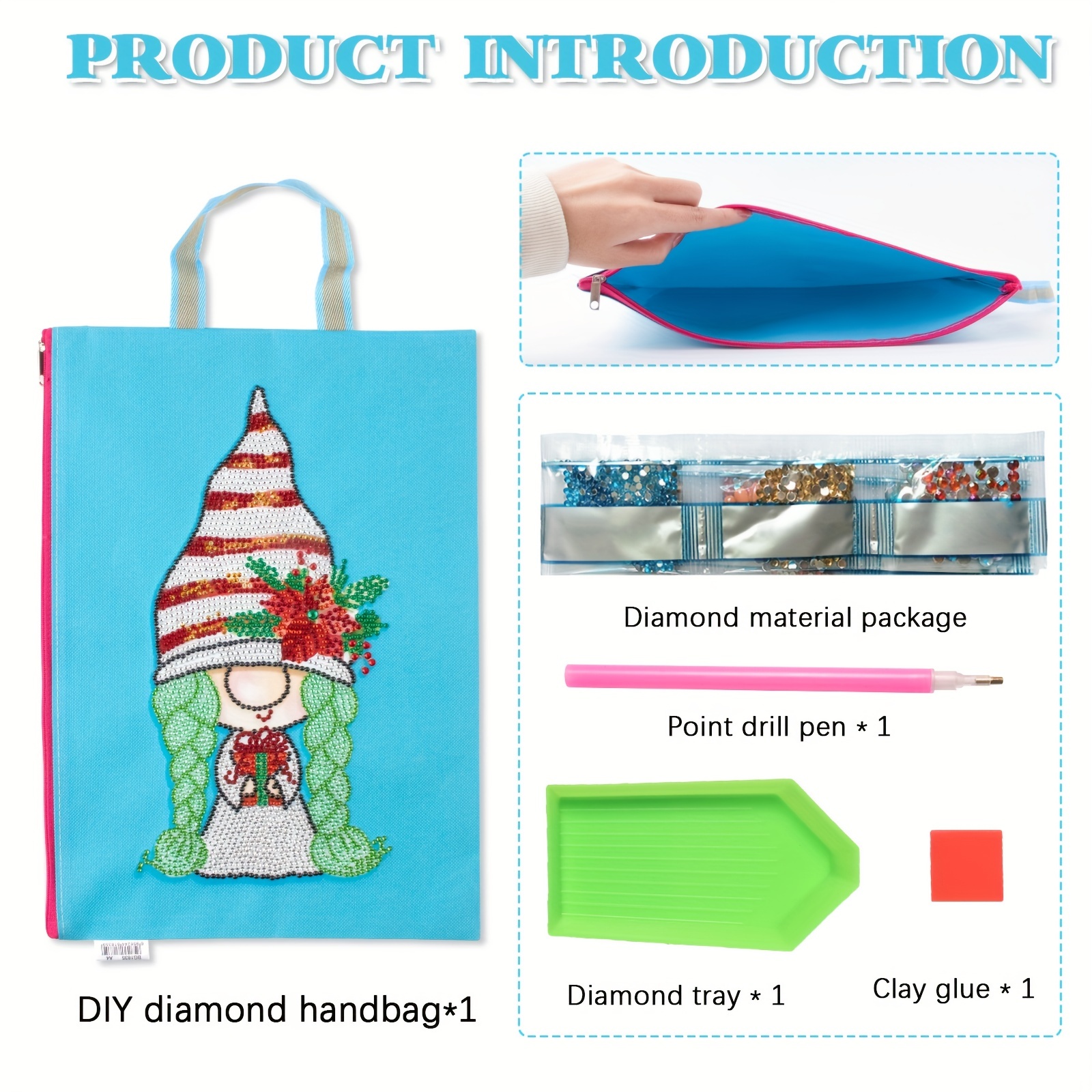 Artificial Diamond Painting Satchel Bag 5d Diy Diamond - Temu