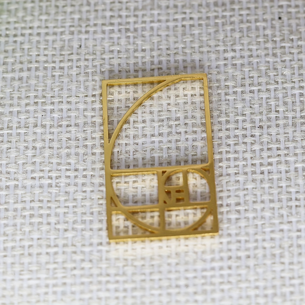 5pc Fibonacci Two Tone Finish Geometry Math Charm Pendant for Necklace Crafts