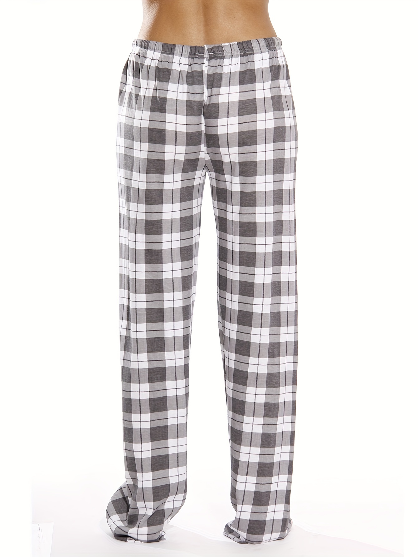 Women's Buffalo Plaid Pajama Pants Drawstring Wide Leg Palazzo Lounge Pants  Comfy Plaid Sleepwear Pj Bottoms Pants