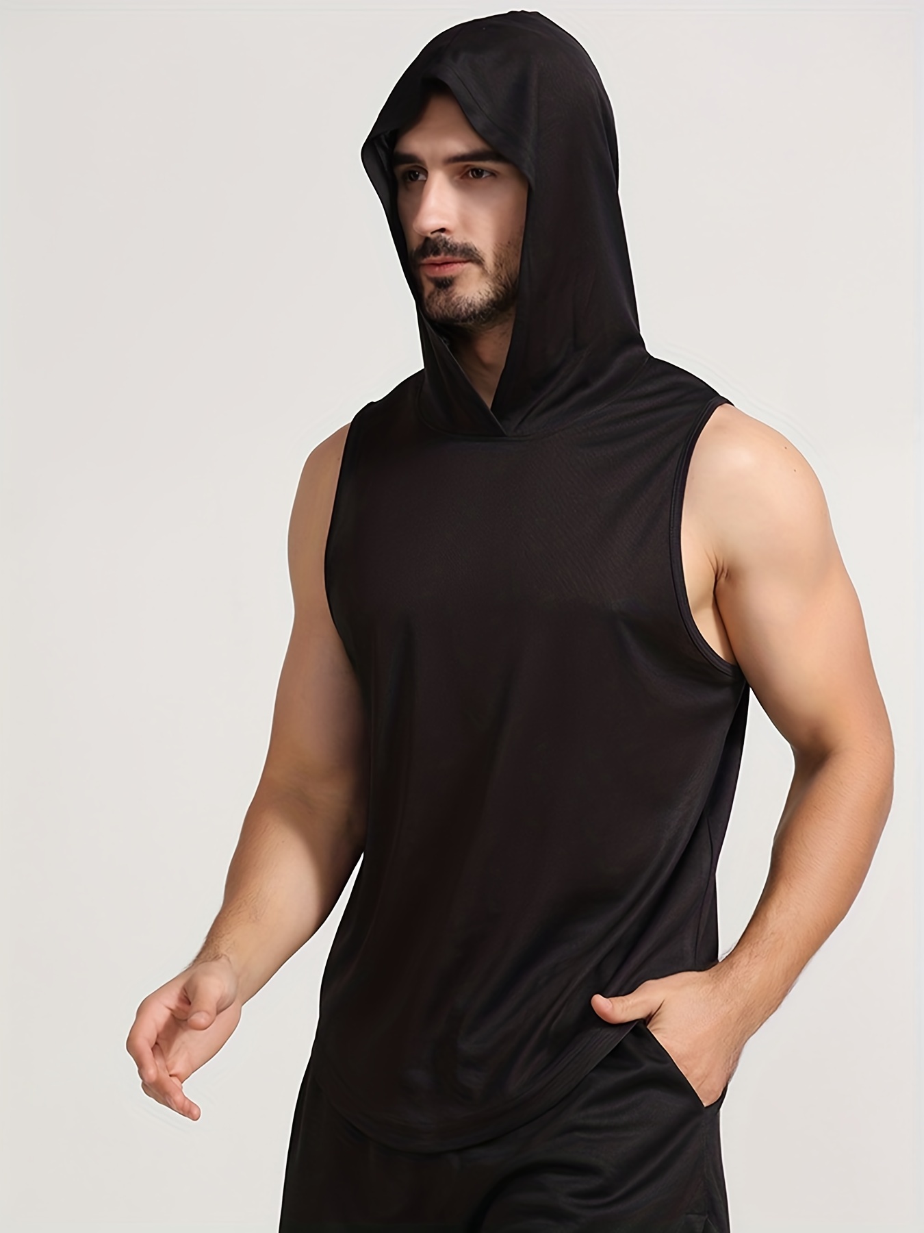 Men's Sleeveless Hooded Sweatshirt Athletic Quick Dry - Temu
