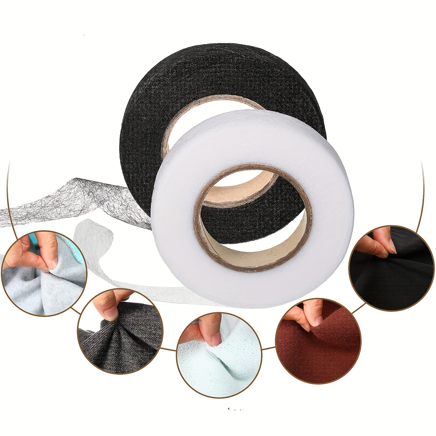 Fabric Fusing Adhesive Hem Tape, Double Sided Iron on Heat Adhesive Tape,  No Sewing for Clothing Making, White, 2.5cm, about 70 yards/roll