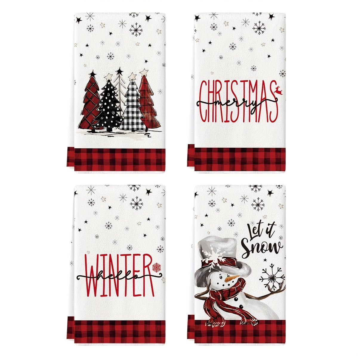 Christmas Hand Towels, Santa Claus Buffalo Plaid Winter Theme Kitchen Dish  Towels, Christmas Theme Scouring Pad, Cleaning Stuff, Christmas Decor,  Kitchen Supplies - Temu
