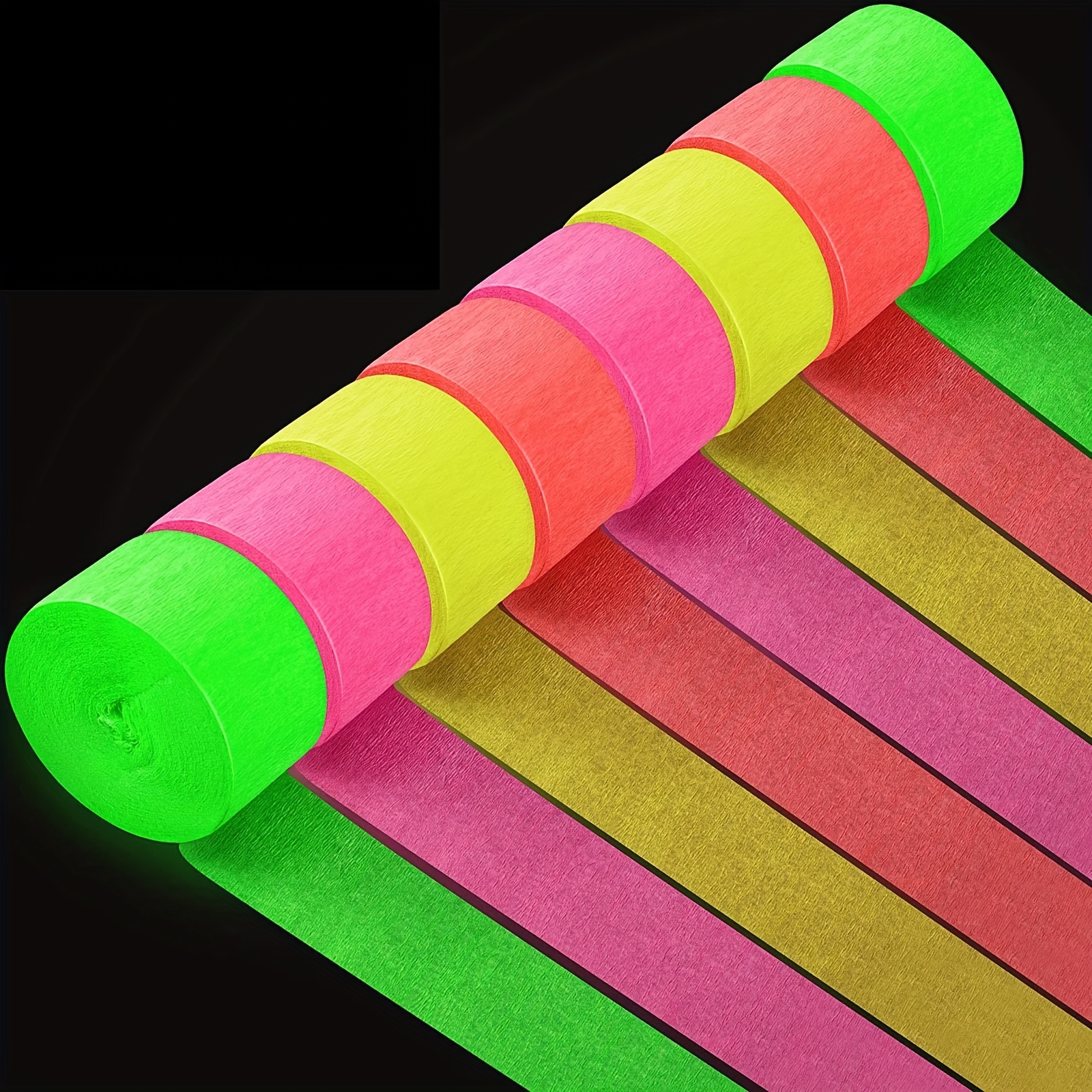 Set, UV Neon Streamers Crepe Paper Glow Party Supplies And Decorations  Fluorescent Neon Garland Paper Streamers Glow In The Dark Streamers  Blacklight