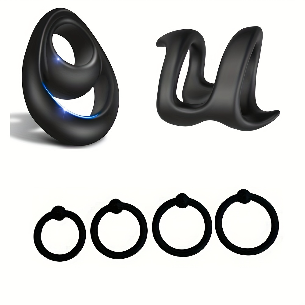 Penis Ring Set, Silicone Cock Rings 3 Different Sizes and 3 Different Shape  for Male Erection Enhancing, Long Lasting Stronger Men Sex Toy, Stretchy