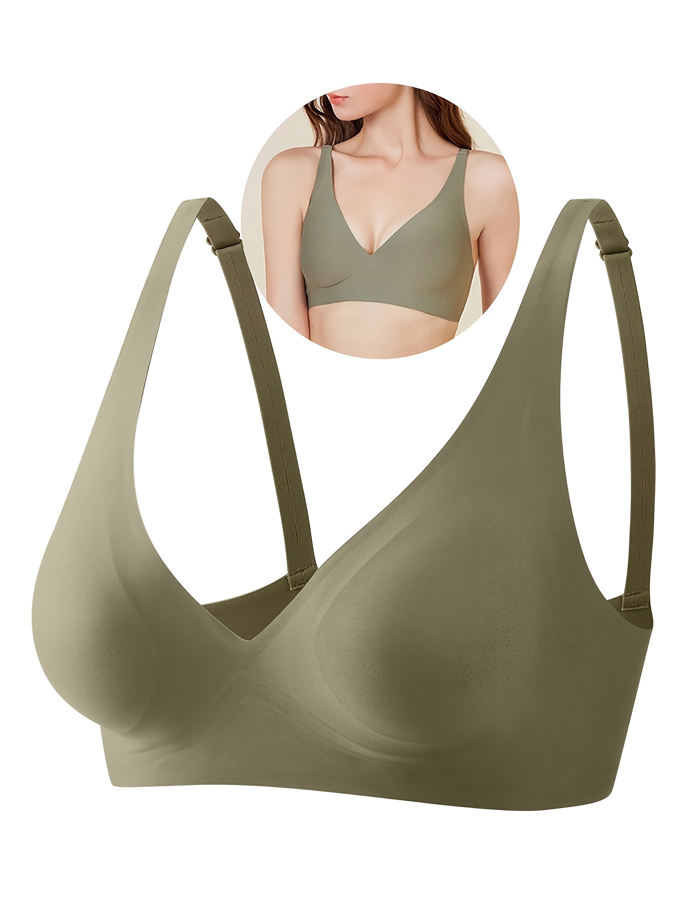 Simple Solid T shirt Bras Comfy Breathable Wireless Everyday - Temu Canada