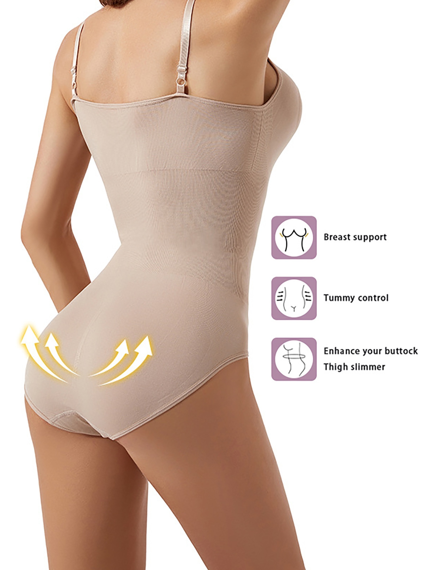 Women Seamless Tummy Control Open Bust Body Shaper Thong Shapewear Bodysuit